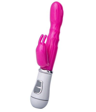 Ярко-розовый вибратор ToyFa A-toys с клиторальным стимулятором - 20 см. - фото, цены