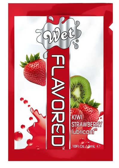 Лубрикант Wet Flavored Kiwi Strawberry с ароматом киви и клубники - 3 мл. - фото, цены