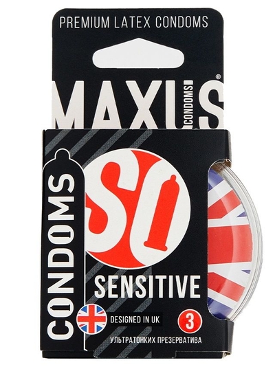 Ультратонкие презервативы в пластиковом кейсе Maxus Air Sensitive - 3 шт. - фото, цены