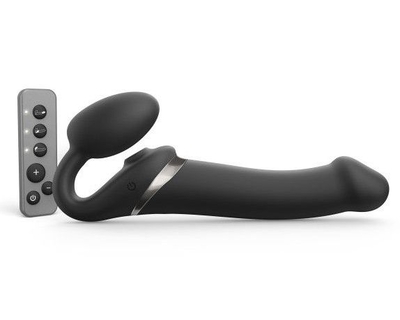 Черный безремневой страпон Multi Orgasm Size L с клиторальной стимуляцией - фото, цены