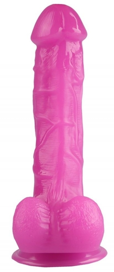 Розовый реалистичный фаллоимитатор на присоске - 24 см. - фото, цены
