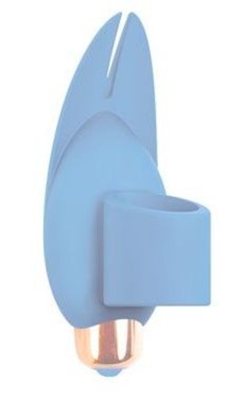Голубой вибростимулятор с петелькой под палец - 8 см. - фото, цены