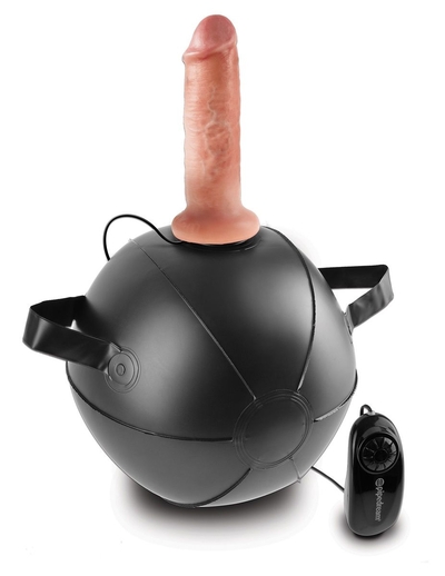 Мини-мяч с фаллической насадкой телесного цвета и вибрацией Vibrating Mini Sex Ball with 6 Dildo - 15,2 см. - фото, цены