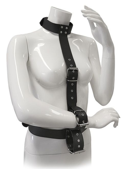 Чёрный комплект для фиксация рук Restraint Body Harness With Collar - фото, цены