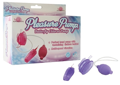 Фиолетовая помпа с вибрацией Pleasure Pump Butterfly Clitoral - фото, цены