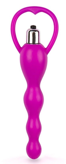 Ярко-розовая анальная виброёлочка с ограничителем - 14 см. - фото, цены