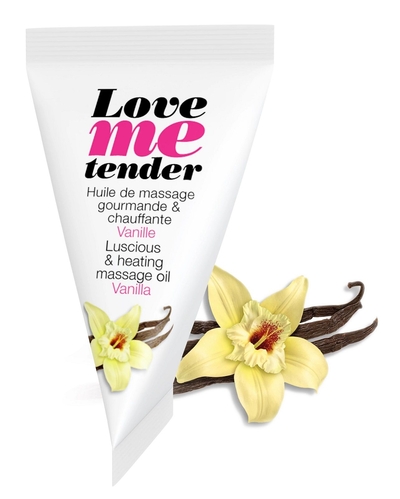 Съедобное согревающее массажное масло Love Me Tender Vanilla с ароматом ванили - 10 мл. - фото, цены