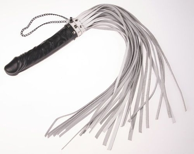 Белая плеть Ракета с чёрной ручкой-фаллосом - 65 см. - фото, цены