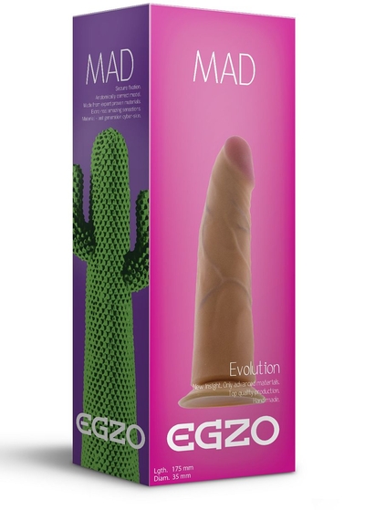 Телесный фаллоимитатор без мошонки Mad Cactus - 17,5 см. - фото, цены