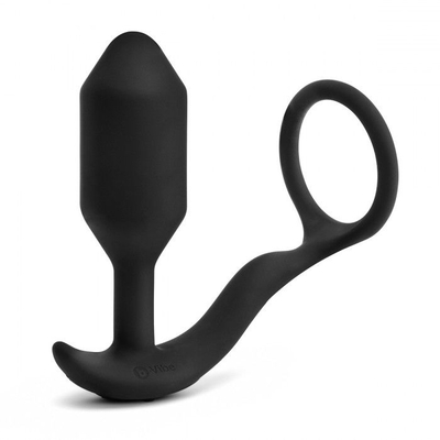 Черная анальная вибропробка с эрекционным кольцом Vibrating Snug Tug M - фото, цены