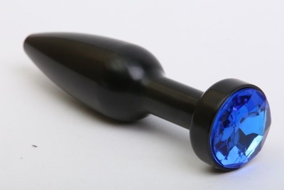 Чёрная удлинённая пробка с синим кристаллом - 11,2 см. - фото, цены