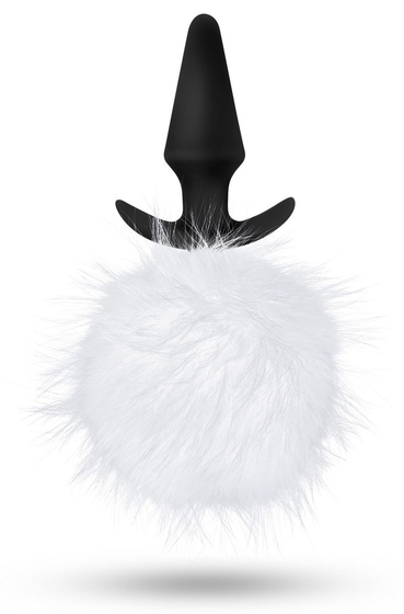 Силиконовая анальная пробка с белым заячьим хвостом Fur Pom Pom - 12,7 см. - фото, цены