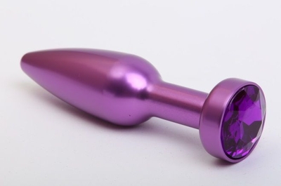 Фиолетовая анальная пробка с фиолетовым стразом - 11,2 см. - фото, цены