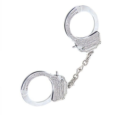 Серебристые наручники Romfun из металла со стразами - фото, цены
