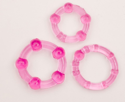 Набор из 3 стимулирующих эрекционных колец розового цвета - фото, цены