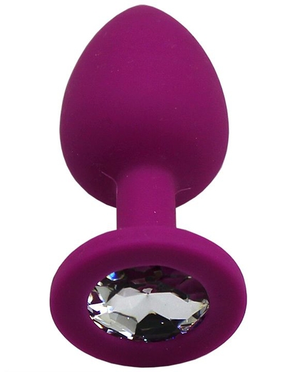 Пурпурная анальная пробка с фиолетовым кристаллом - 7,4 см. - фото, цены