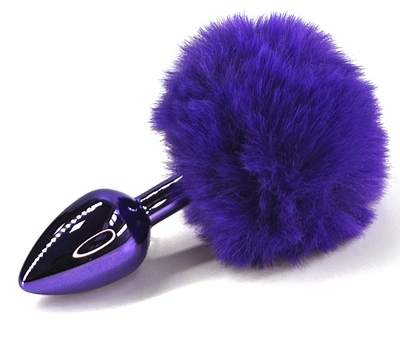 Фиолетовая анальная пробка с заячьим хвостиком - фото, цены