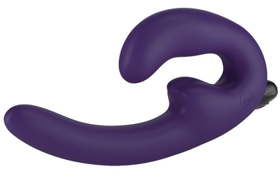 Фиолетовый безремневой страпон с вибрацией Sharevibe - фото, цены