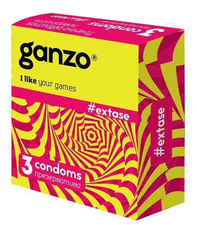 Презервативы анатомической формы с точечной и ребристой структурой Ganzo Extase - 3 шт. - фото, цены