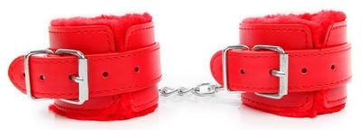 Красные мягкие наручники на регулируемых ремешках - фото, цены