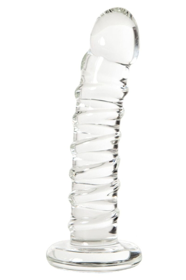 Фаллос со спиралевидным рельефом из прозрачного стекла - 16 см. - фото, цены