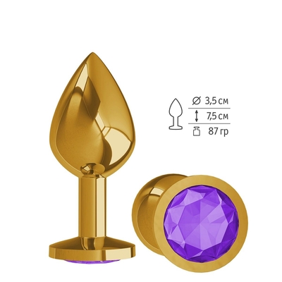 Золотистая средняя пробка с фиолетовым кристаллом - 8,5 см. - фото, цены