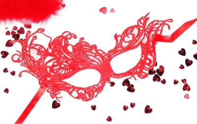 Красная ажурная текстильная маска Марго - фото, цены