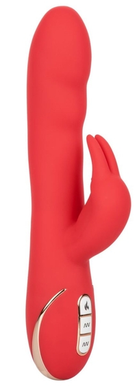 Красный вибромассажер-кролик с функцией нагрева Heated Silicone Ultra-Soft Rabbit - 21,5 см. - фото, цены