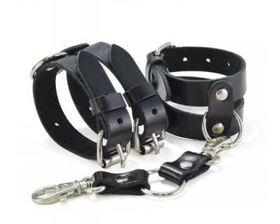 Черные наручники Грация с пряжками - фото, цены