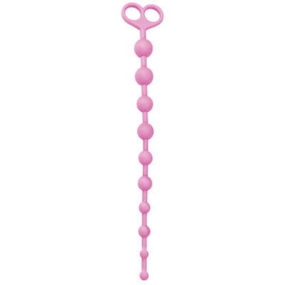 Розовая анальная цепочка из 10 звеньев Anal Juggling Ball Silicone - 33,6 см. - фото, цены