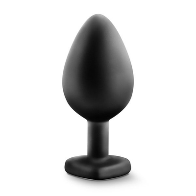 Черная анальная втулка с прозрачным кристаллом Bling Plug Medium - 8,2 см. - фото, цены