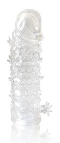 Закрытая прозрачная рельефная насадка Crystal sleeve - 13 см. - фото, цены