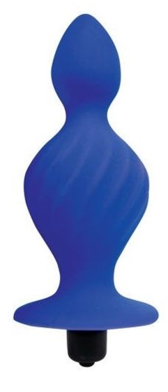 Синяя анальная вибровтулка конической формы - 10 см. - фото, цены