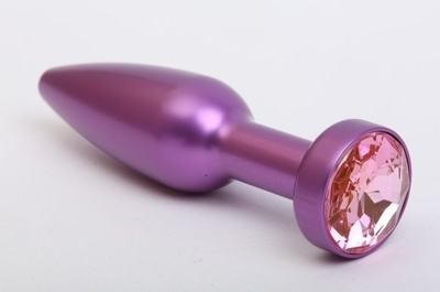 Фиолетовая анальная пробка с розовым стразом - 11,2 см. - фото, цены