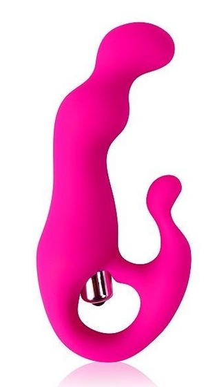 Розовый вибромассажер с отростком Cosmo - 12 см. - фото, цены