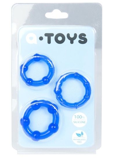 Набор из 3 синих эрекционных колец A-toys - фото, цены
