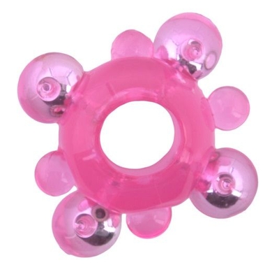 Розовое эрекционное кольцо c бусинками - фото, цены
