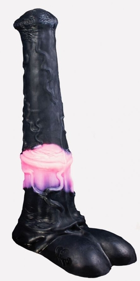 Черно-розовый фаллоимитатор Мустанг large+ - 52 см. - фото, цены