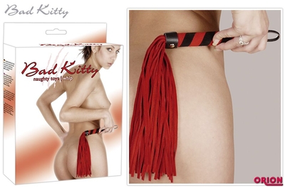 Красная замшевая плетка Bad Kitty - 38 см. - фото, цены