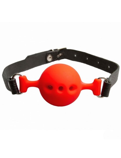 Красный силиконовый кляп-шарик с перфорацией - фото, цены