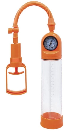Оранжевая вакуумная помпа A-toys с манометром и прозрачной колбой - фото, цены