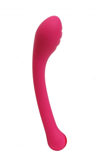 Ярко-розовый фаллоимитатор с изогнутой головкой - 18 см. - фото, цены