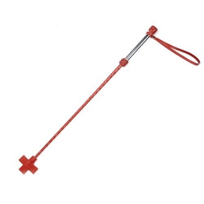 Красный стек с металлической рукоятью и крестообразным наконечником - 70 см. - фото, цены