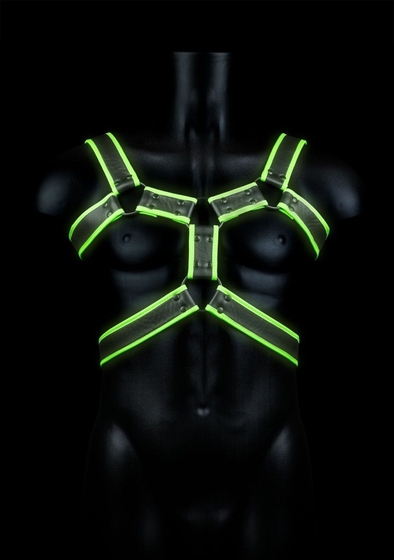 Стильная портупея Body Harness с неоновым эффектом - размер L-xl - фото, цены