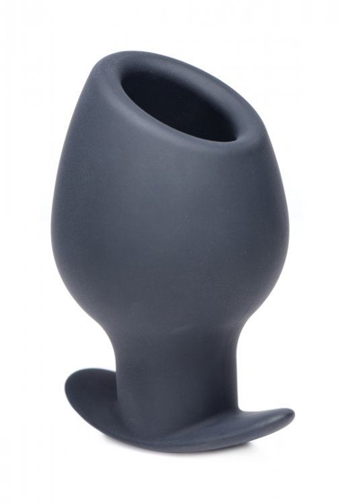 Большая черная анальная пробка Ass Goblet Silicone Hollow Anal Plug Large - 11,18 см. - фото, цены