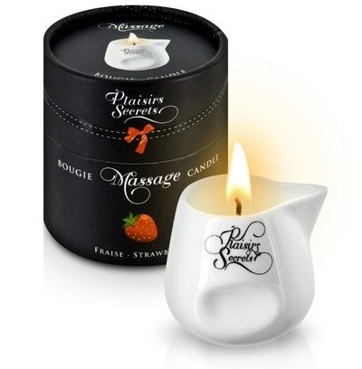 Массажная свеча с ароматом клубники Bougie de Massage Gourmande Fraise - 80 мл. - фото, цены