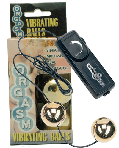 Вагинальные шарики с вибратором золотого цвета Orgasm Vibrating Ball - фото, цены