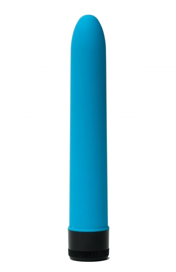 Голубой гладкий вибратор с силиконовым напылением - 17,5 см. - фото, цены