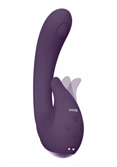 Фиолетовый вибромассажер Miki со стимулятором клитора - 17 см. - фото, цены