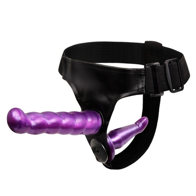 Фиолетовый страпон с двумя насадками - 18 см. - фото, цены